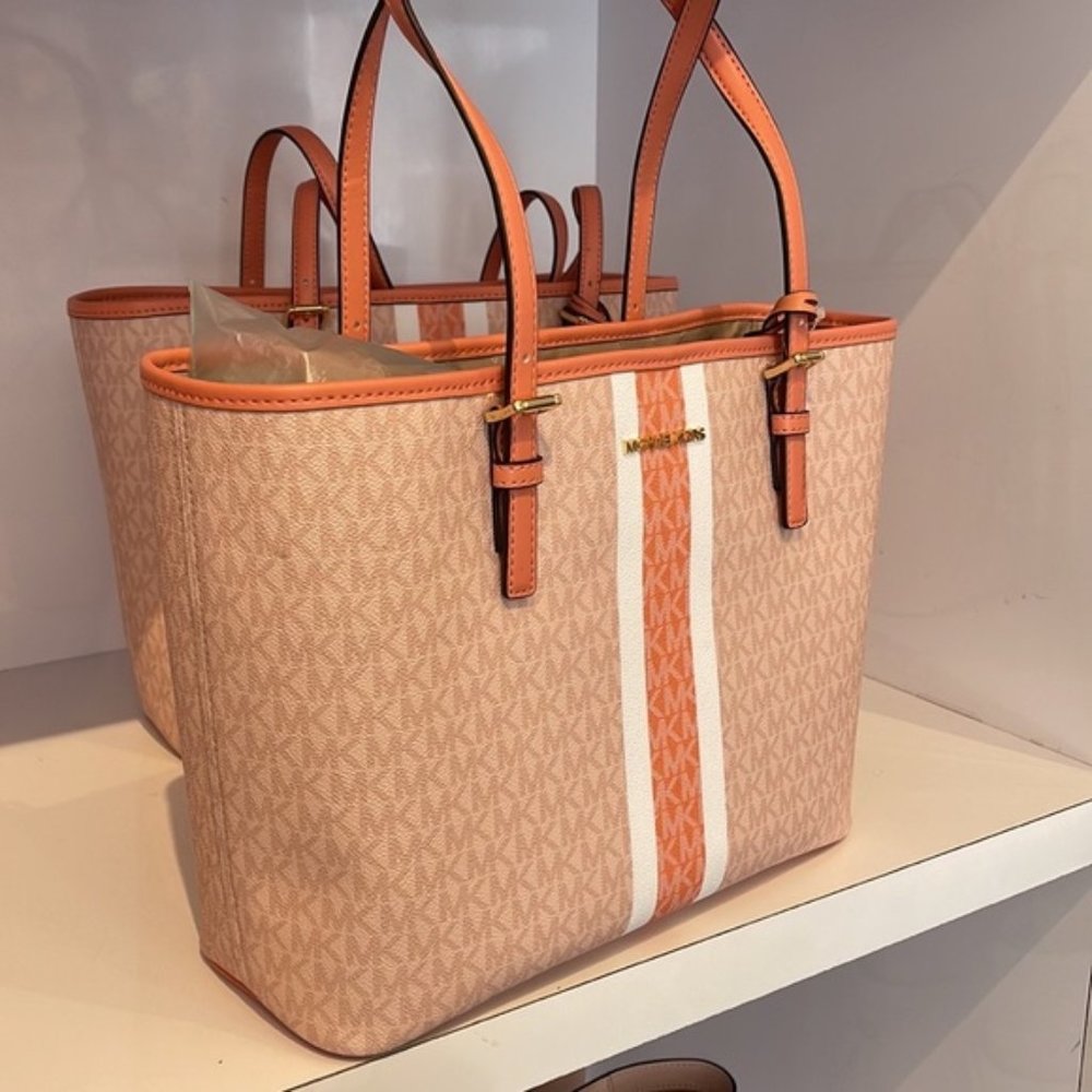 Michael Kors Jet Set Travel Medium Carryall Tote Sherbert Multi - Picture 12 of 16